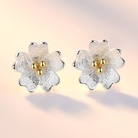 Charm 925 Sterling Silver Exquisite Gold Flower Stud Earrings Fashion Wedding Party Accessories Luxury Jewelry