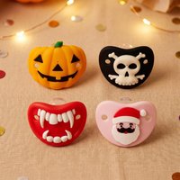 4pcs/pack Fun Halloween Gift Baby Pacifier Soother,Soft Full-Silicone Pumpkin Soothing Pacifier-Thumb Nipple, Ideal Holiday Gift
