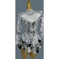 Classic Sequins Pleated Dress for Women Event Dance Costume Birthday Celebrate Party Mini Dress Nightclub Show Stage Wear Xieshi