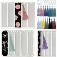3-piece set of shiny bookmark silicone molds with tassels, rectangular bookmark mold kit, diy handicrafts, festival gifts
