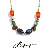 Yhpup Support DIY Pendant Stainless Steel Natural Stone Resin Beads Handmade Necklace 2026 Waterproof Statement Fashion Jewelry