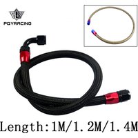 PQY - AN10 1M/1.2M/1.4M Stainless Steel Brained Oil Hose Line Hose Tube With 0Degree 90Degree Swivel Hose End Fitting Installed