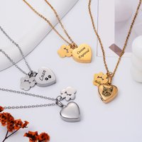 Customized Engraved Stainless Steel Heart Urn Cremation Necklace with Pet Paw Charms Memorial Keepsake Jewelry with Filling Kit