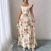 Spring New Women's Printed Pleated Dress