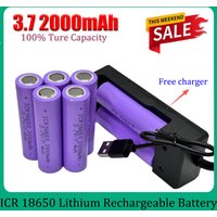 100% Original 18650 Battery 3.7V 2000mAh 18650 Rechargeable Battery High-current for Flashlight Batteries for 18650 Battery