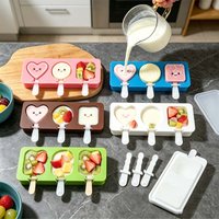 Heart-Shaped Round Square Geometric 3-Piece Popsicle Mold Set Home Ice Cream Tool with Silicone Sticks for Homemade Ice-Cream