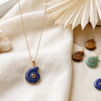 2pcs Charms Ocean Conch/ Sea Snail Multicolor Stone Brass 18K Gold Plated Pendants DIY Necklace Earrings Jewelry Making26mmx21mm
