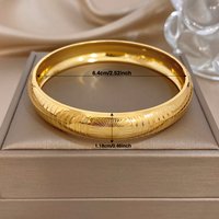 Greatera 64mm Golden Smooth-surface Bangle Stripe Sun Pattern Loach Back Round High Quality Stainless Steel Thick Cool Bracelet
