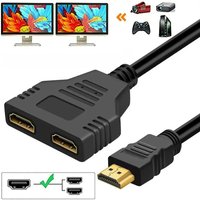 HD 1080P Male to 2 Female Splitter Cable 1 in 2 Out HDTV Adapter Converter Extension Cable 30CM for TV Box Projector Monitor