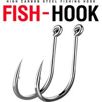 100Pcs Iseama Carp Fishing Hook Offset Circle Hook Single Fly Fishing Jig Hook Barbed sea Fishhook Tackle Accessories