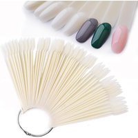 50Pcs False Tips For Nail Art Display Clear Nature Black Acrylic Fan Swatch Gel Nail Polish Showing Shelf Practice Manicure Tool
