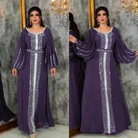 Elegant Middle East Muslim Hijab Abaya Dress for Women Eid Arabic Party Jalabiya Islamic Turkey Dresses Moroccan Caftan Robe
