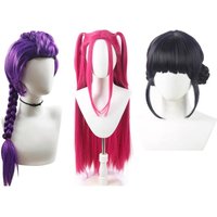 Perruque pour enfants de 33,5 pouces, longue tresse violette avec queue de cheval latérale intégrée et pince à bouche de tigre, pour Halloween, fête costumée, cosplay