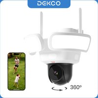 Dekco 3K UHD WiFi-Flutlichtkamera für den Außenbereich 360° ° Farbansicht, Nachtsicht, kabellose Überwachungskamera, PIR-Erkennung, 2-Wege-Audio