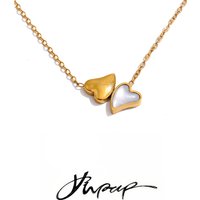 Yhpup New Arrivals Stainless Steel Shell Heart Love Necklace Pendant for Women Sweet Charming Fashion Modern Jewelry