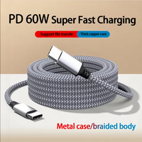 60W PD Quick Charger 3.0 Cable 1M 2M 3M 5M 8M Extended Nylon Braided USB Type C Cable For iPhone Xiaomi Samsung USB C Phone Cord