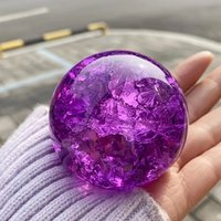 An Elegant Purple Crystal Ice Crack Ball with a Metal Stand - Perfect for Home Decor And Unique Gifts for Father'S Day