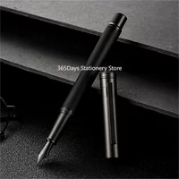 Hongdian 1850 Black Forest Metal Fountain Pen Titanium Black EF/F/Bent Nib Tree Texture Writing Ink Pen for Business Office