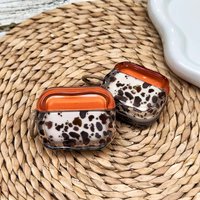 Case For AirPods Pro3 1 or 2 3 4 Pro 2 Retro Orange Brown Colorblock Cow Print Pattern Wavy EdgeEarphone Protective Cover