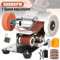 7-biegowa mini elektryczna szlifierka taśmowa 4000-9000RPM, szlifierka stołowa, polerka, narzędzie do szlifowania i ostrzenia ze stali nierdzewnej do majsterkowania, do drewna, metalu, akrylu