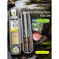 Portable Tanago Micro Fishing Rod Set, 1.2-2.7m Short Section Stream Fishing Pole Kit with Full Tackle for Freshwater Tiny Fish