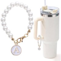 Letter Charm for Stanley Cup,Pearl Chain Accessories Cup Initial Charms for Handle Decor Water Bottle Jewelry Tumbler Cup