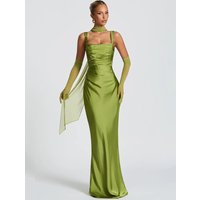 Mozision Satin Backless Sexy Maxi Dress Women Elegant Halter Off-shoulder Sleeveless Lace-up Bodycon Club Party Long Dresses