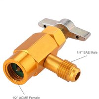 R-134A Refrigerant Can Opener Tap Dispensing Valve 1/2’’ Female and 1/4’’ SAE Male Brass For Auto Car Air Conditioning Charging