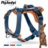 Mysudui No Pull Dog Harness Adjustable Leather Pet Vest for Easy Walking with 2 Leash Clips Small Medium Large Dogs