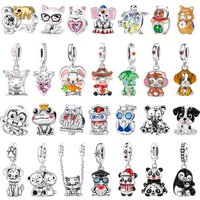 Animal Series 925 Sterling Silver Owl Penguin Panda Puppy Cat Sloth Charm Fit DIY Bracelet Necklace Cute Mix and Match Gifts