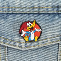 Woodpecker Enamel Pins Retro TV Series Character Brooches Lapel Badges Cartoon Animal Jewelry Gift for Fans Friends