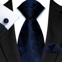 Mens Tie Set Paisley Necktie and Pocket Square Cufflinks Tie Classic Formal Ties for Men Daily Wear Wedding Business Party
