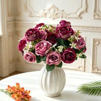 Artificial Flower Silk Rose Outdoor Garden Bride Bouquet Wedding Wreath Home Room Table Garden Decoration Diy Gift Prop Hot Sale