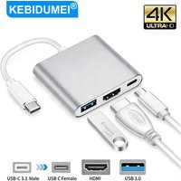 USB-C To HDMI Splitter 3 in 1 Type-C HUB 4K HDMI USB 3.0 PD Fast Charging Cable Converter For MacBook PC Projector TV Monitor