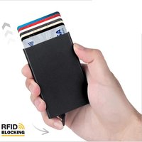 Rfid Smart Brieftasche Karte Halter Metall Dünne Dünne Männer Frauen Brieftaschen Pop Up Minimalistischen Brieftasche Kleine Schwarze Handtasche Valle