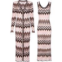 25278 High-quality Spring And Autumn Fashion Elastic Knitted Long Sleeved Cardigan Long Coat+sleeveless Dress Women's Set