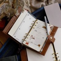 Fromthenon A5 Sheepskin Texture PU Leather Cover Vintage Faux Leather-Bound Loose Leaf Notebook for Journaling Writing Planner