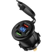 With ON-OFF Switch Quick Charge 3.0 USB for Car Motorcycle ATV Car Charger Socket Digital Display Voltmeter USB Charger Socketv