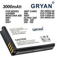 GRYAN 3000mAh Battery For Garmin Montana 600 650 650T 600t Camo 680 680T 010-11599-00 010-11654-03 361-00053-00 361-00053-04