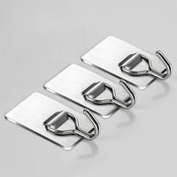 10pcs Adhesive Wall Hooks Stainless Steel Door Wall Hangers for Kitchen Bathroom Organizer Storage Hook Towel Clothes Holder
