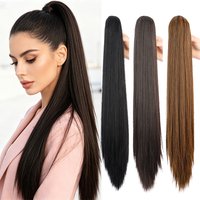 24Inch Synthetic Long Straight Ponytail Hair Extensions For Women Claw in Ponytail Hairpiece Girl Daily Party Use