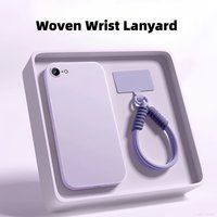 Fashion Solid Colour Woven Wrist Lanyard Shockproof Protective Liquid Silicone Phone Case For iphone 17e/16e