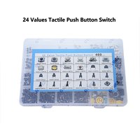 460PCS 24 Values Tactile Push Button Switch Tact Switch Assortment Kit for Car Remote Control with Box SMD Micro Momentary