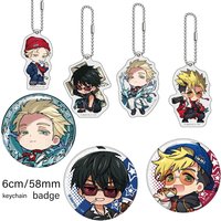 Anime“Trigun Stargaze”6cm Acrylic Keychain&58mm Badge High-Definition Quality ‘Knives Millions’Q-Style Backpack Pendant Gift
