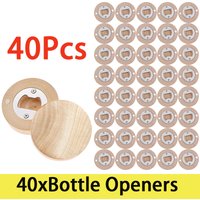 40Pcs Wooden Round Simple Fridge Sticker Bottle Opener Refrigerator Magnet Bottle Openers Universal Kitchen Accessories