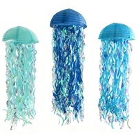 3pcsX10" Blue Jellyfish Paper Lanterns under the Sea Mermaid Birthday Party Decorations Nautical Shower Hanging Lanterns