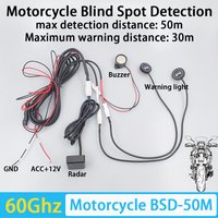 Motorcycle BSD 60Ghz Blind Spot Detection System Millimeter Wave Radar Change Lane Safer Blind Spot Monitoring max detection 50m