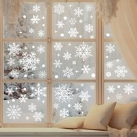 4 sheets Christmas Window Stickers - Static White Snowflake and Winter Decorations, Reusable Plastic Holiday Decoration