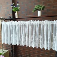 2025 Style European White Lace Short Curtains for Kitchen Outdoor Patio & Balcony Decorative Window Drapes