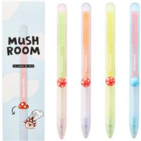 kawai 4/piece creative mushroom shaped stress relieving pen 3D mushroom quick drying black ballpoint pen Suitable for journaling